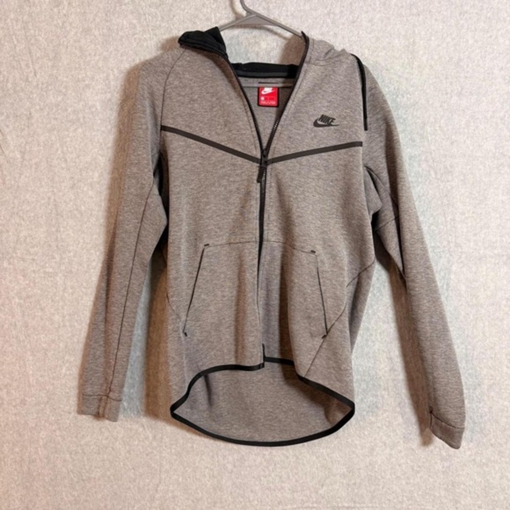 Nike Tech Fleece Hoodie Womens Medium Grey Heather Full Zip Scuba Hood Jacket